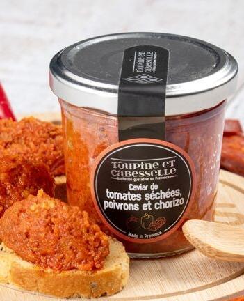 Caviar de tomates séchées, poivrons et chorizo