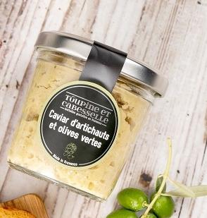Caviar d'artichauts et olives vertes