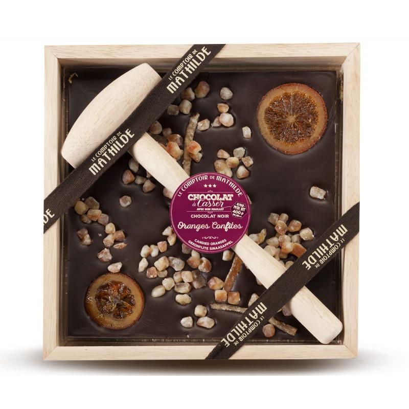 Chocolat à casser noir oranges confites