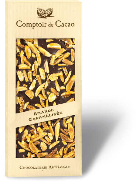 Tablette noire amande caramélisée