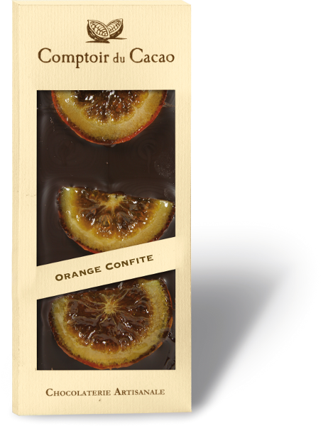 Tablette noire et orange confite